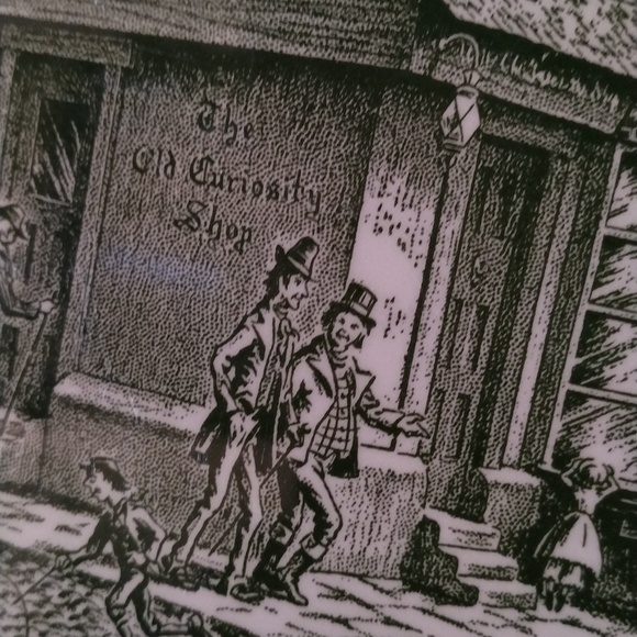 Royal China Currier & Ives Old Curiosity Shop Underglaze Green 10” Dinner Plates - Picture 5 of 8